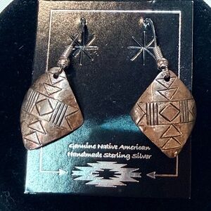 Handmade Sterling Silver Native American Geometric Earrings